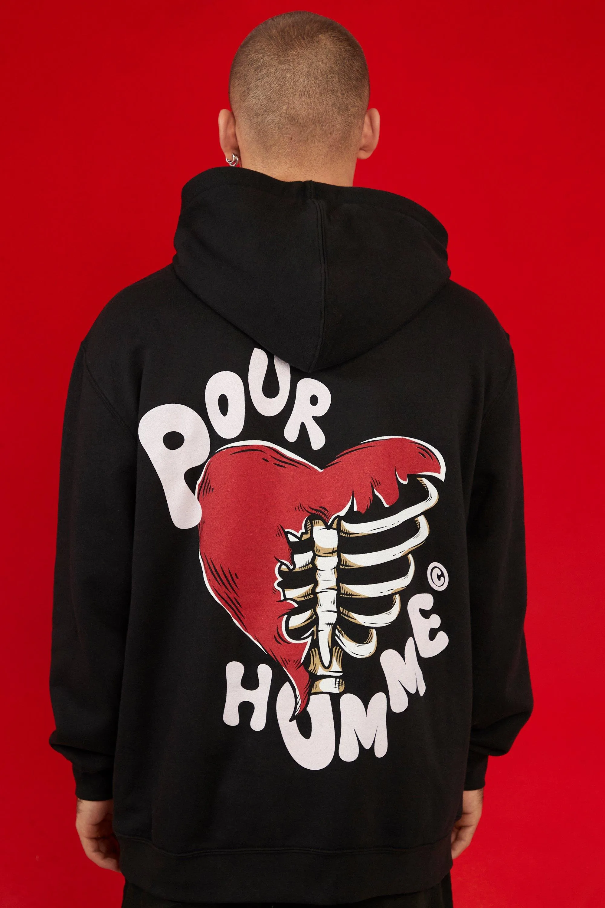 Oversized Skeleton Heart Graphic Hoodie