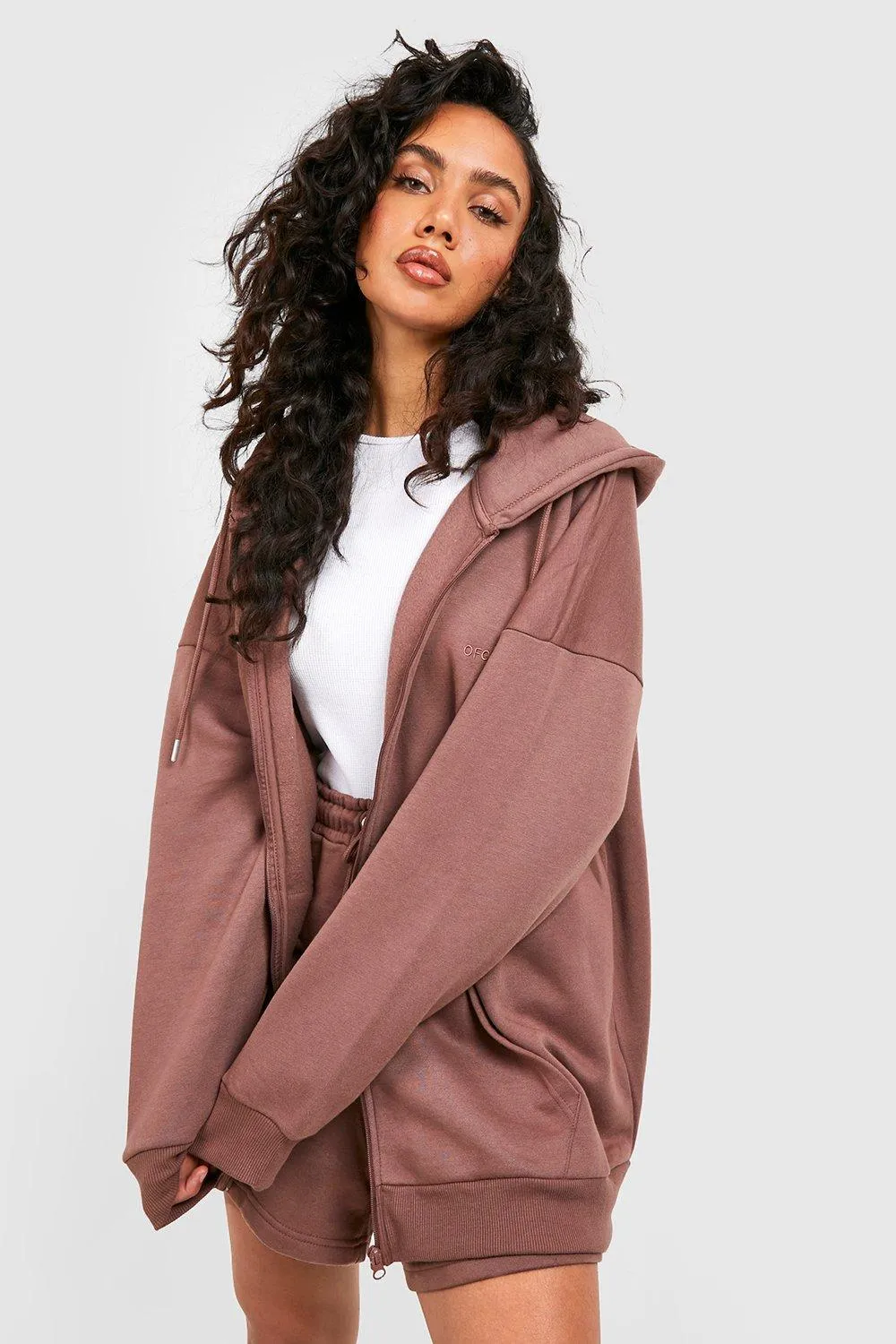 Oversized Zip Through Hoodie With Reel Cotton