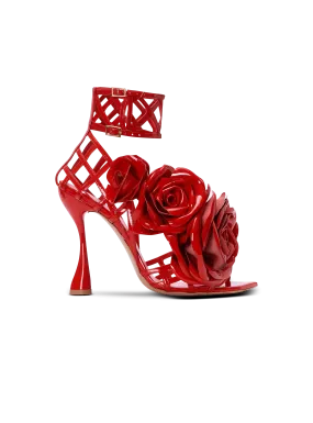 Patent leather Eden sandals with flowers