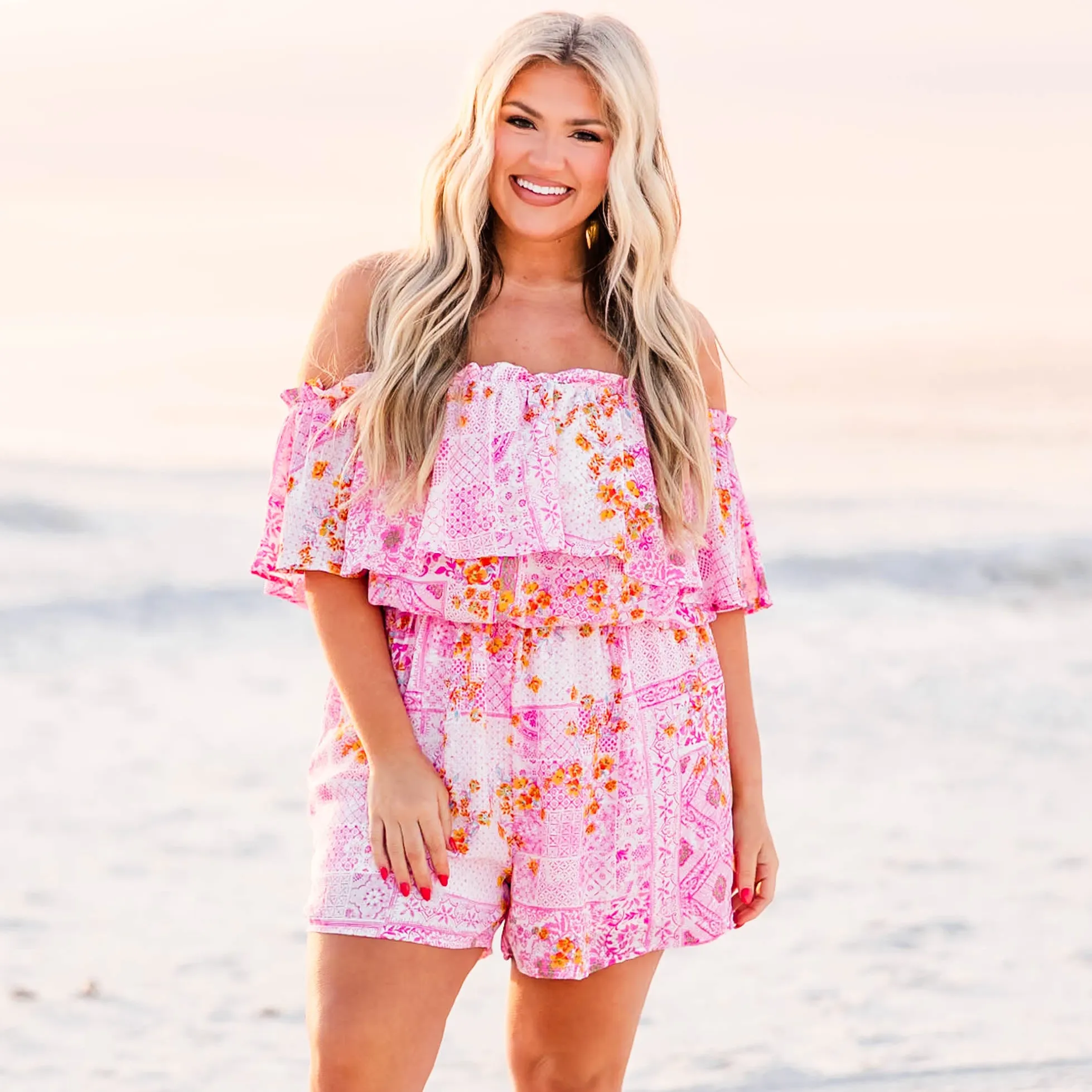 Peace In Paisley Romper, Pink Multi