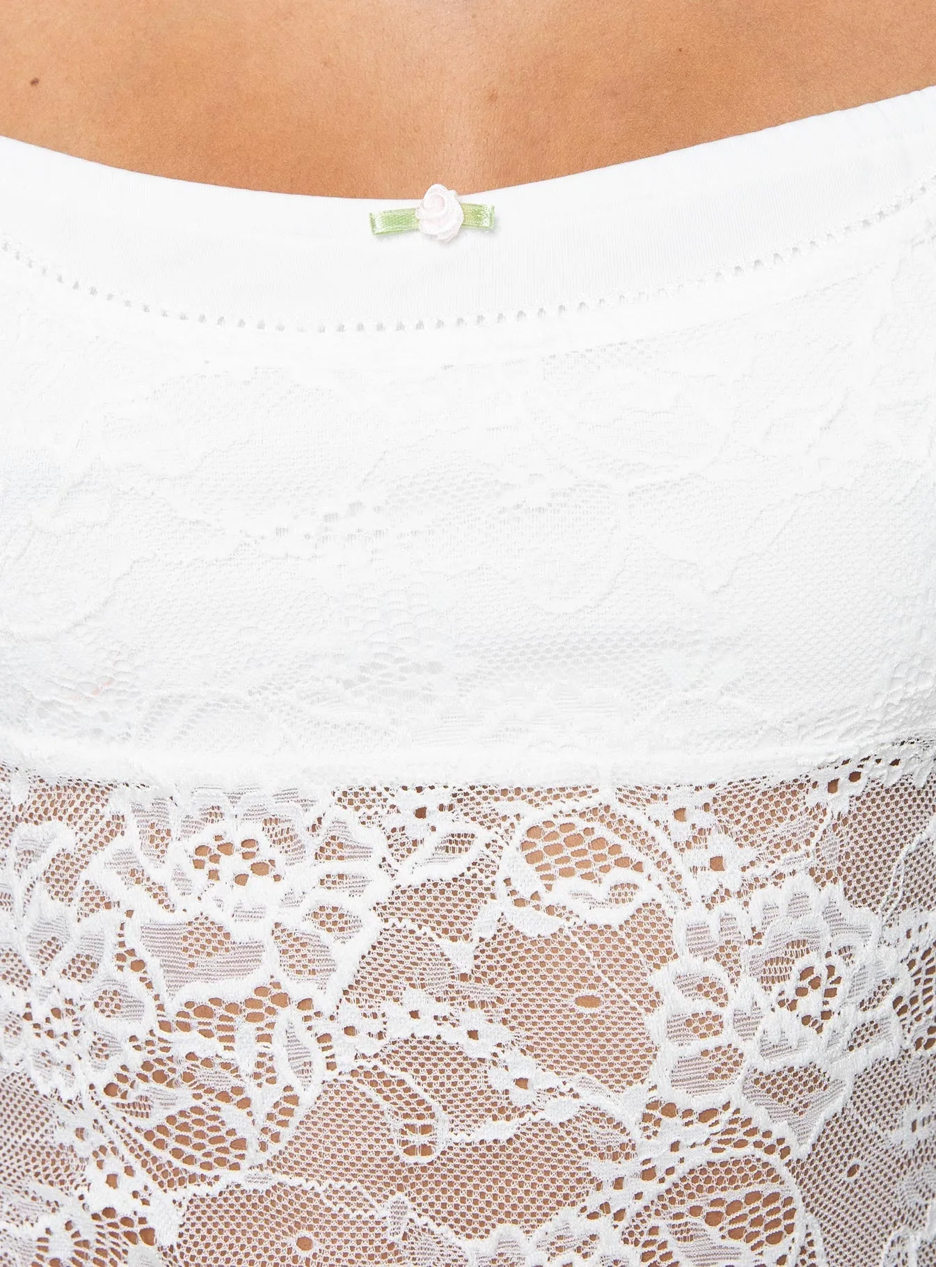 Peachy Double Lace Top White