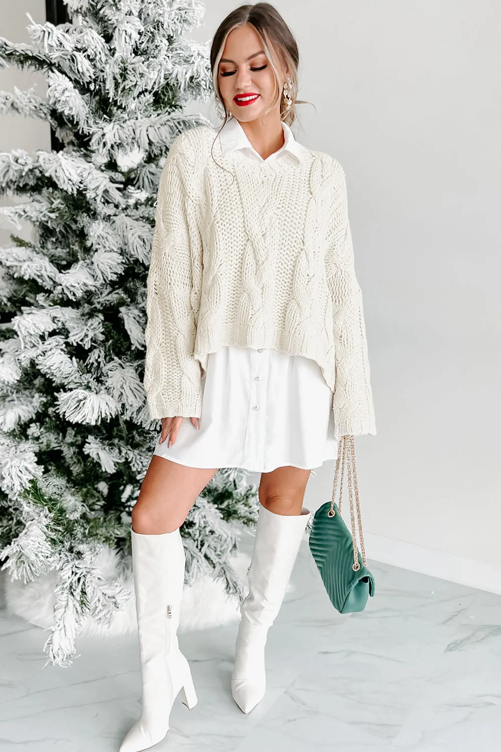 Play By The Rules Chunky Cable Knit Sweater (Cream)