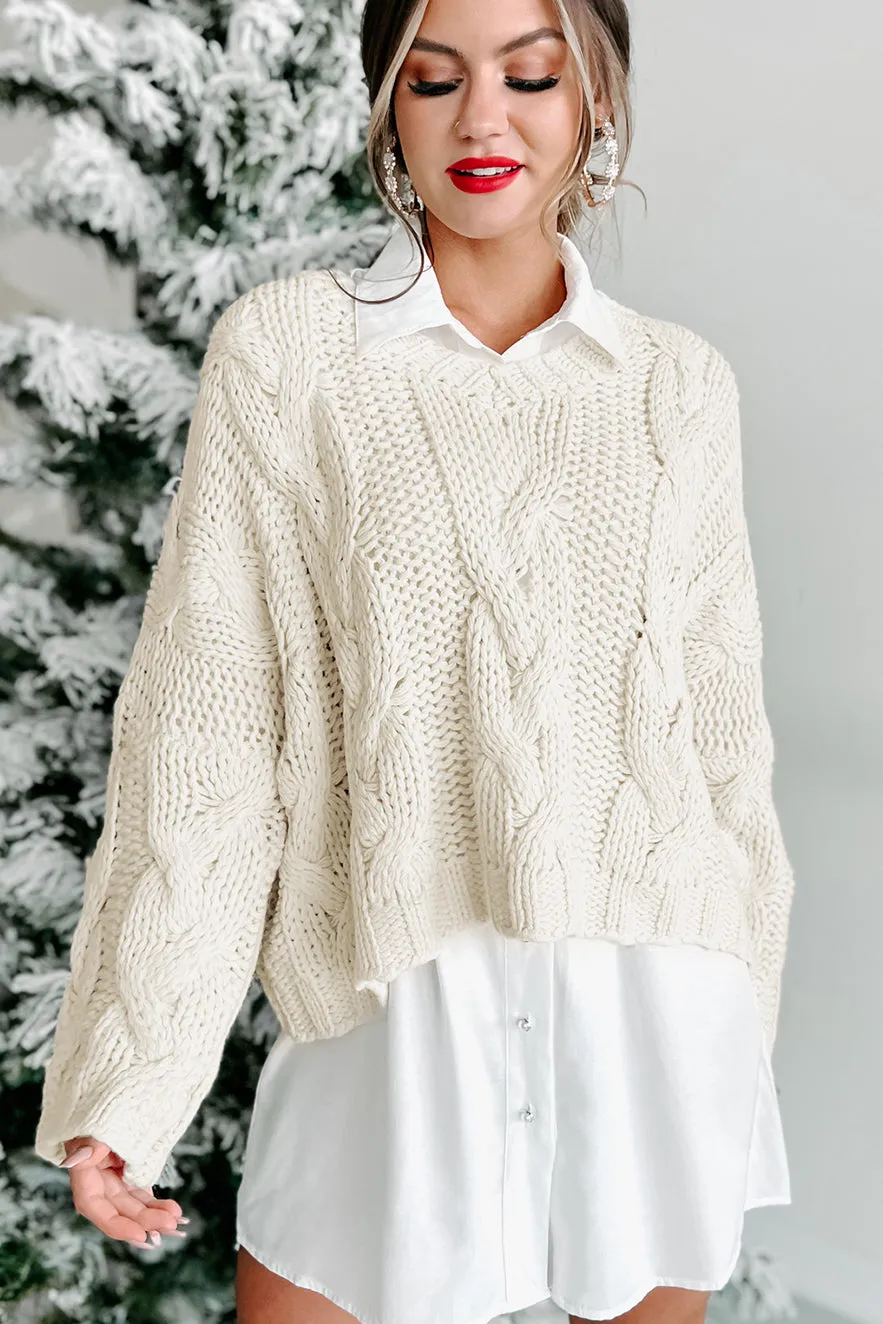 Play By The Rules Chunky Cable Knit Sweater (Cream)