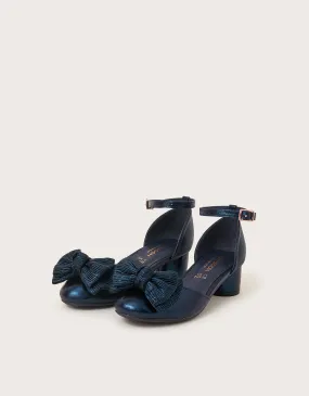 Pleated Bow Two-Part Heels Blue