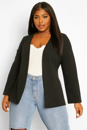 Plus Collarless Belted Blazer