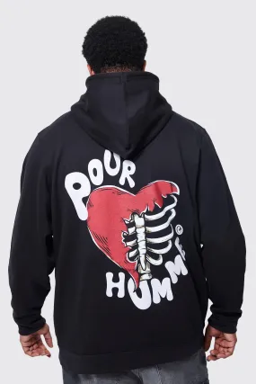 Plus Skeleton Heart Graphic Hoodie