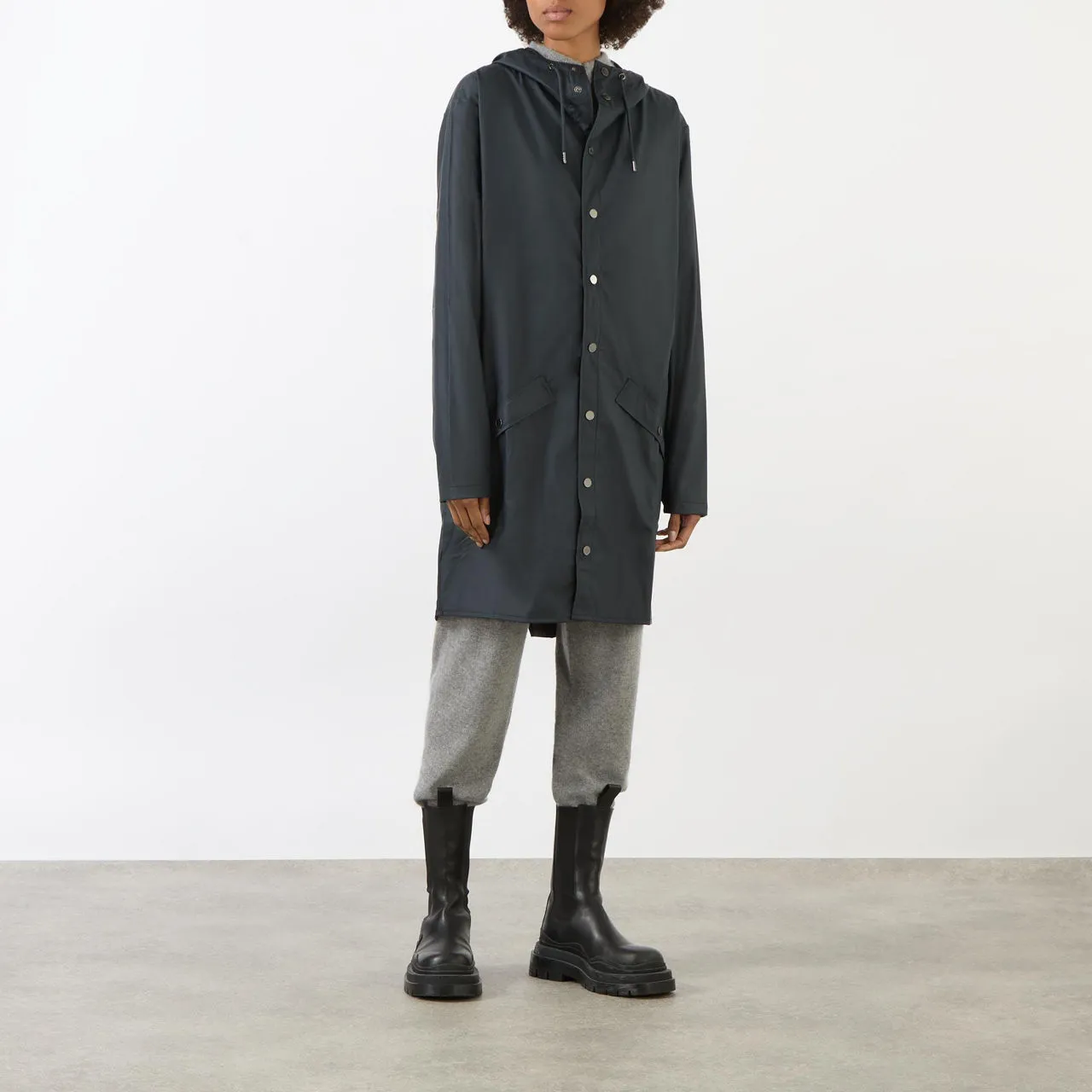 RAINS Long Jacket Unisex - Navy