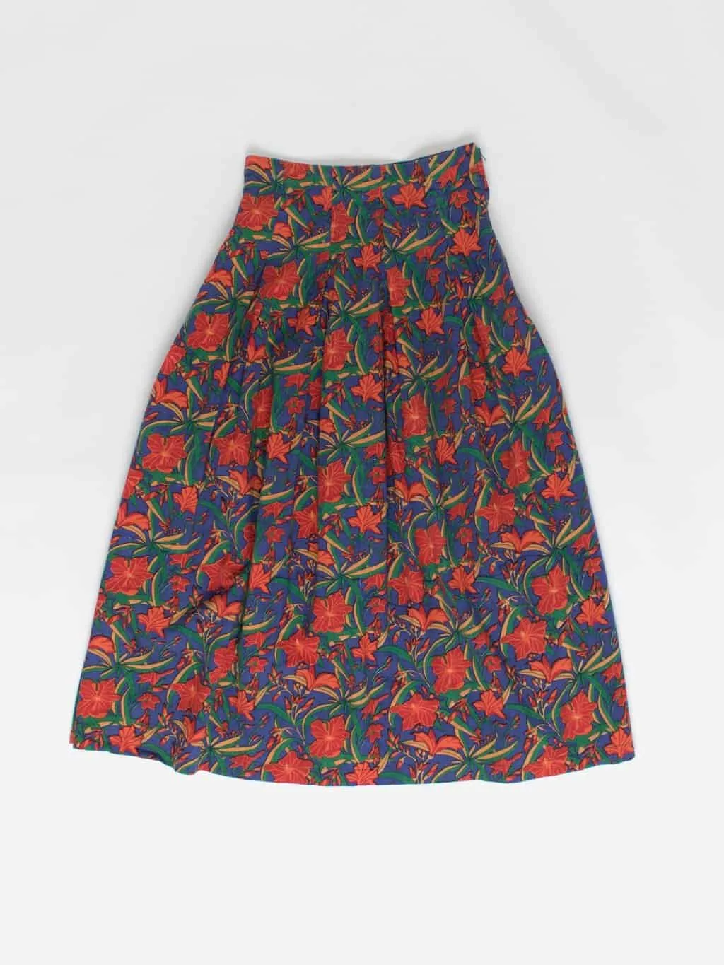 Rare vintage Anokhi floral skirt in blue, red and green – Small