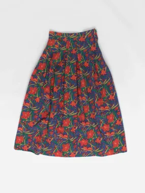 Rare vintage Anokhi floral skirt in blue, red and green – Small