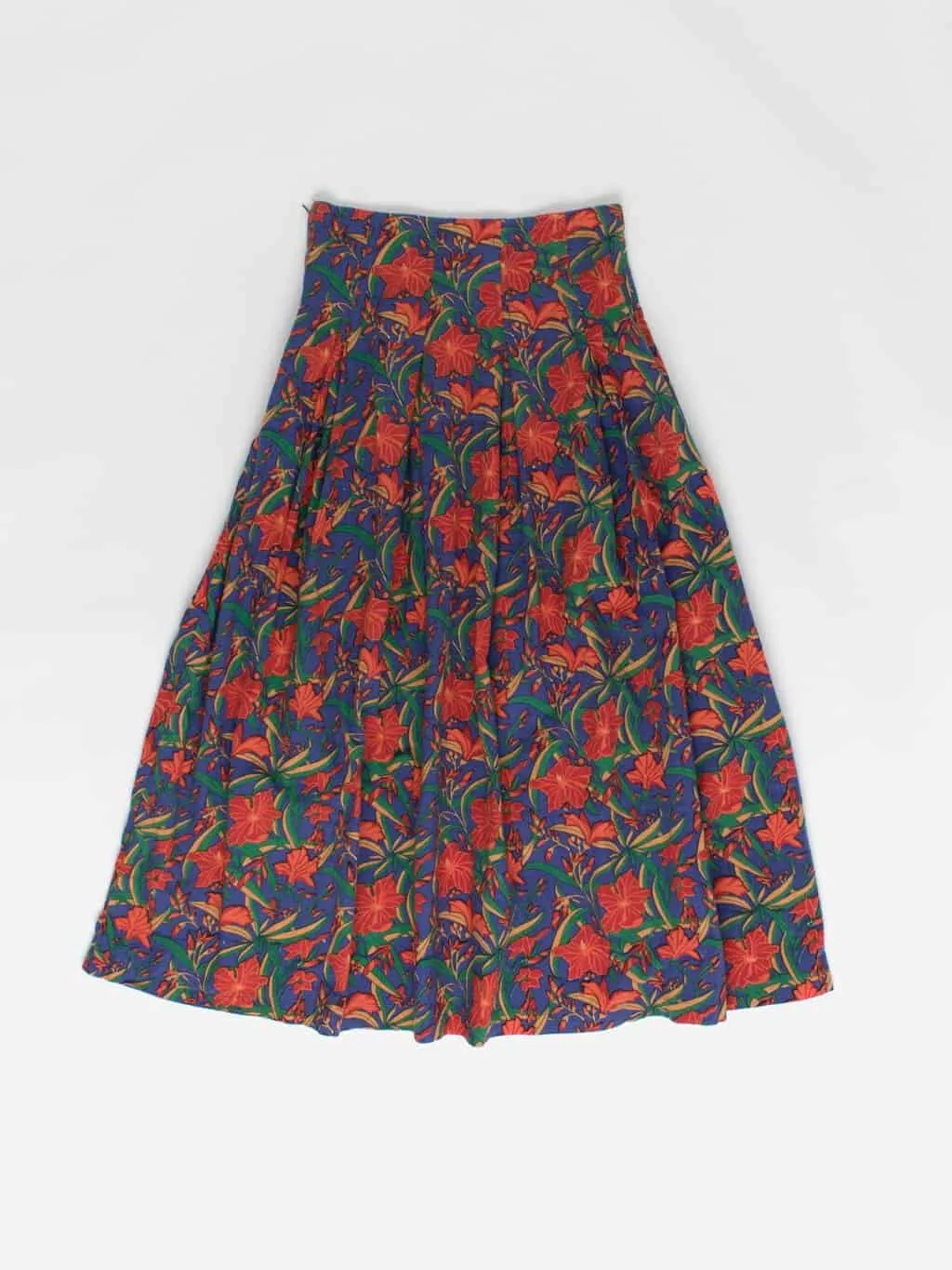 Rare vintage Anokhi floral skirt in blue, red and green – Small