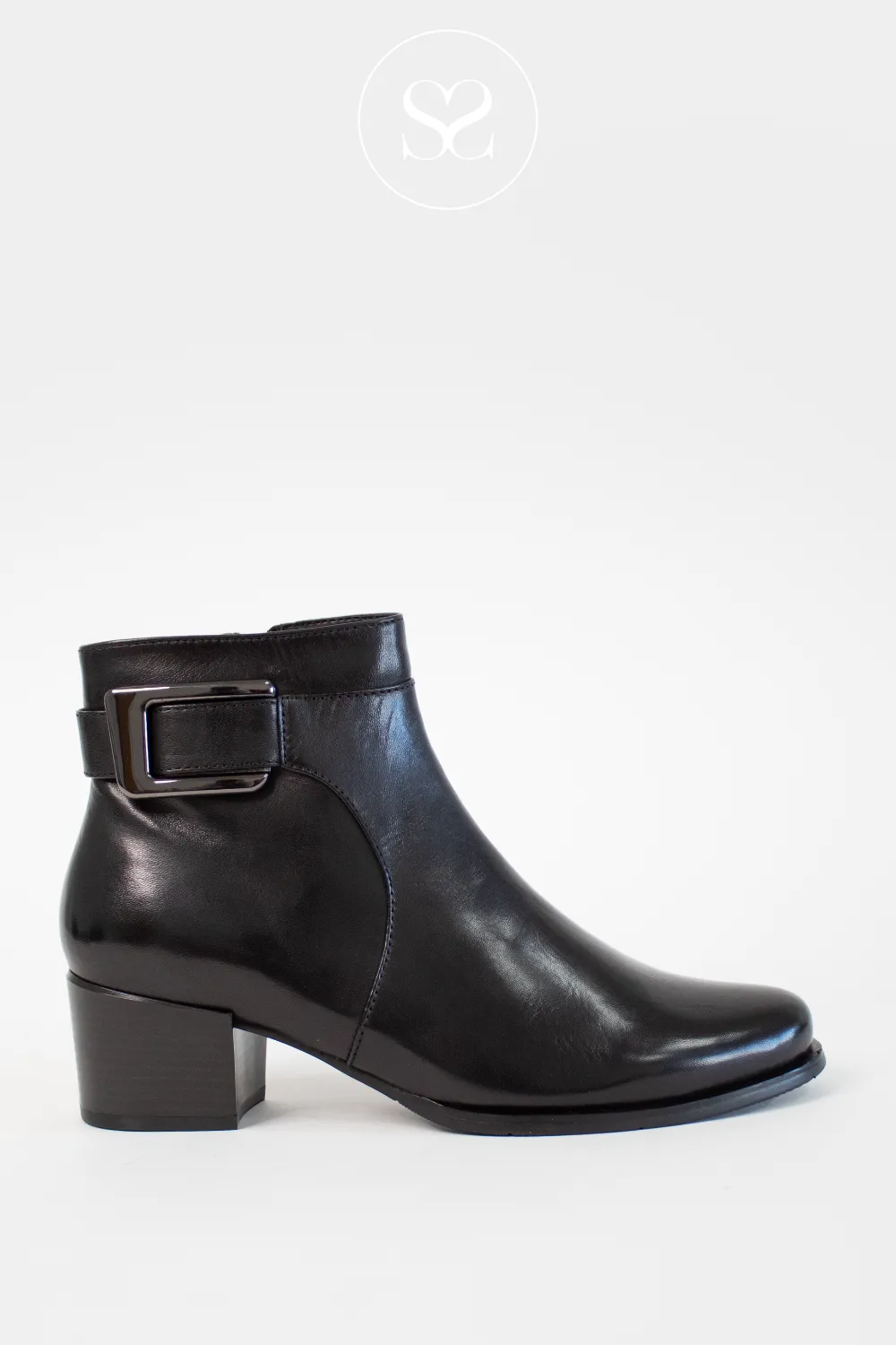 REGARDE LE CIEL JOLENE-27 BLACK BLOCK HEEL ANKLE BOOTS