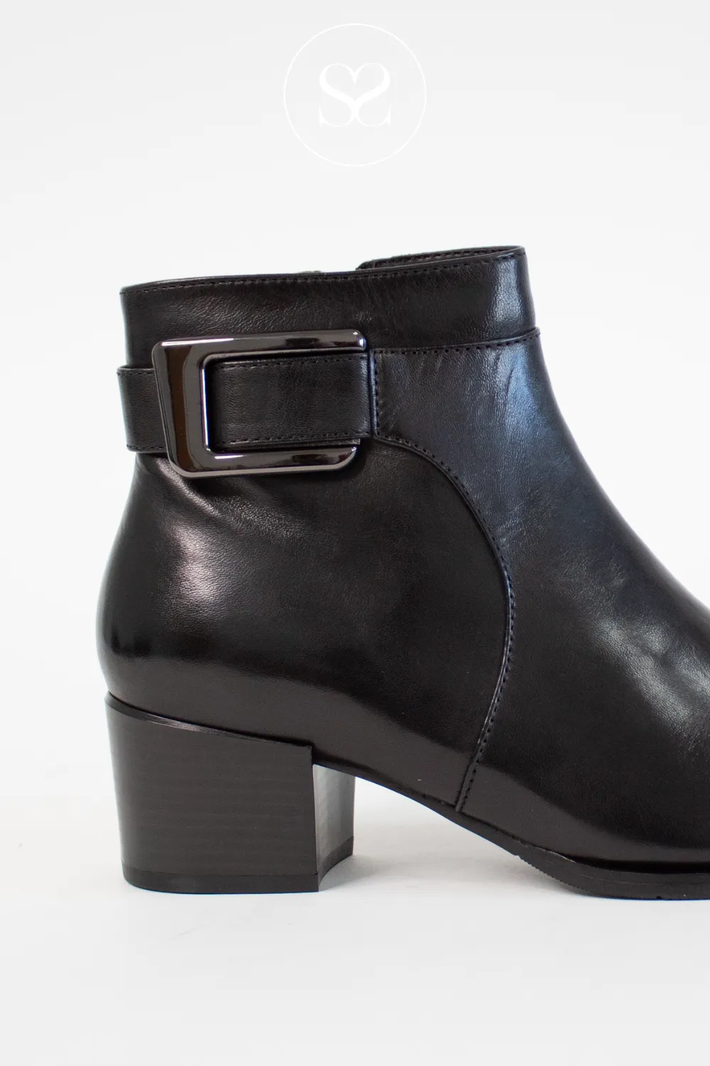 REGARDE LE CIEL JOLENE-27 BLACK BLOCK HEEL ANKLE BOOTS