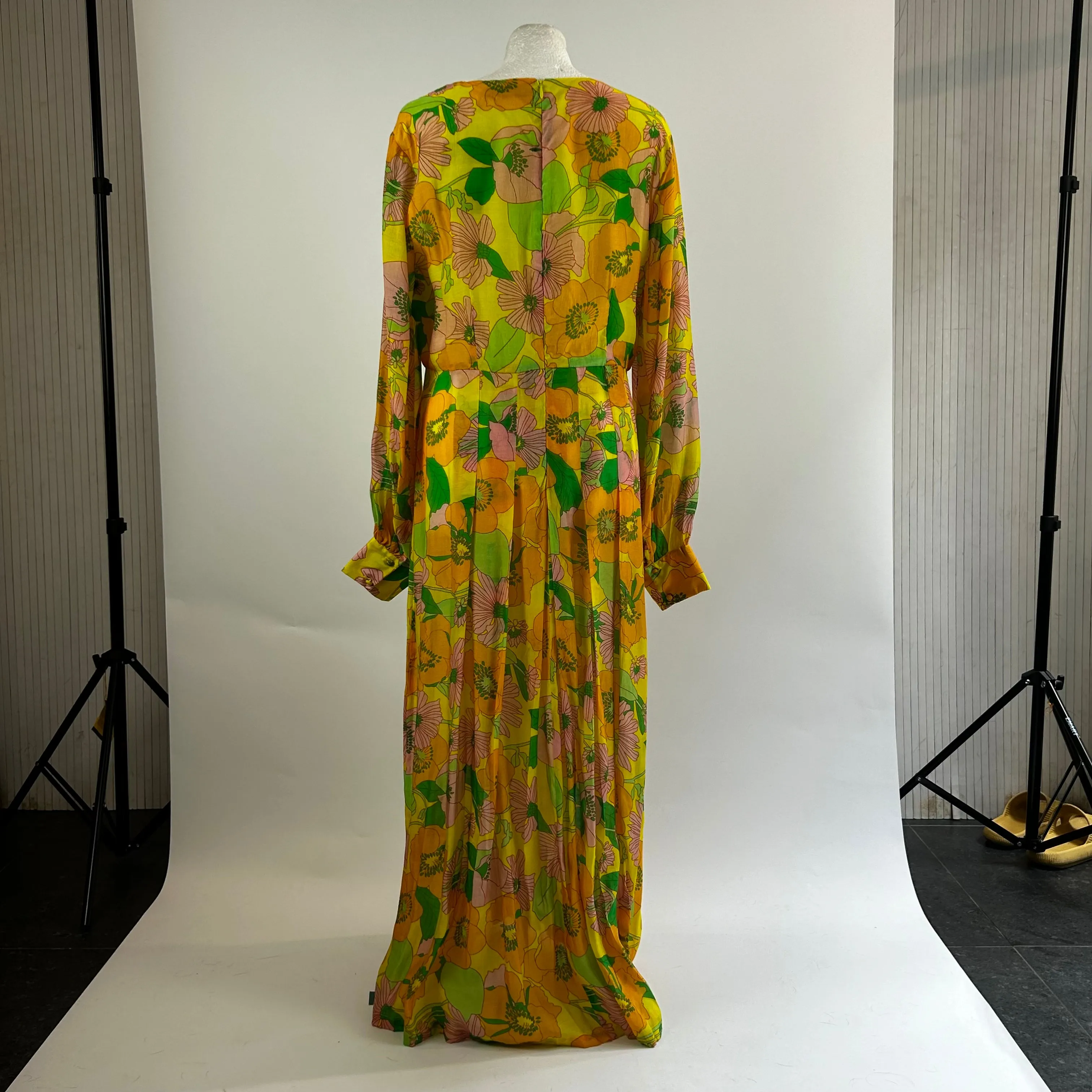 Rixo Brand New Acid Brights Floral Emma Maxi Dress XL