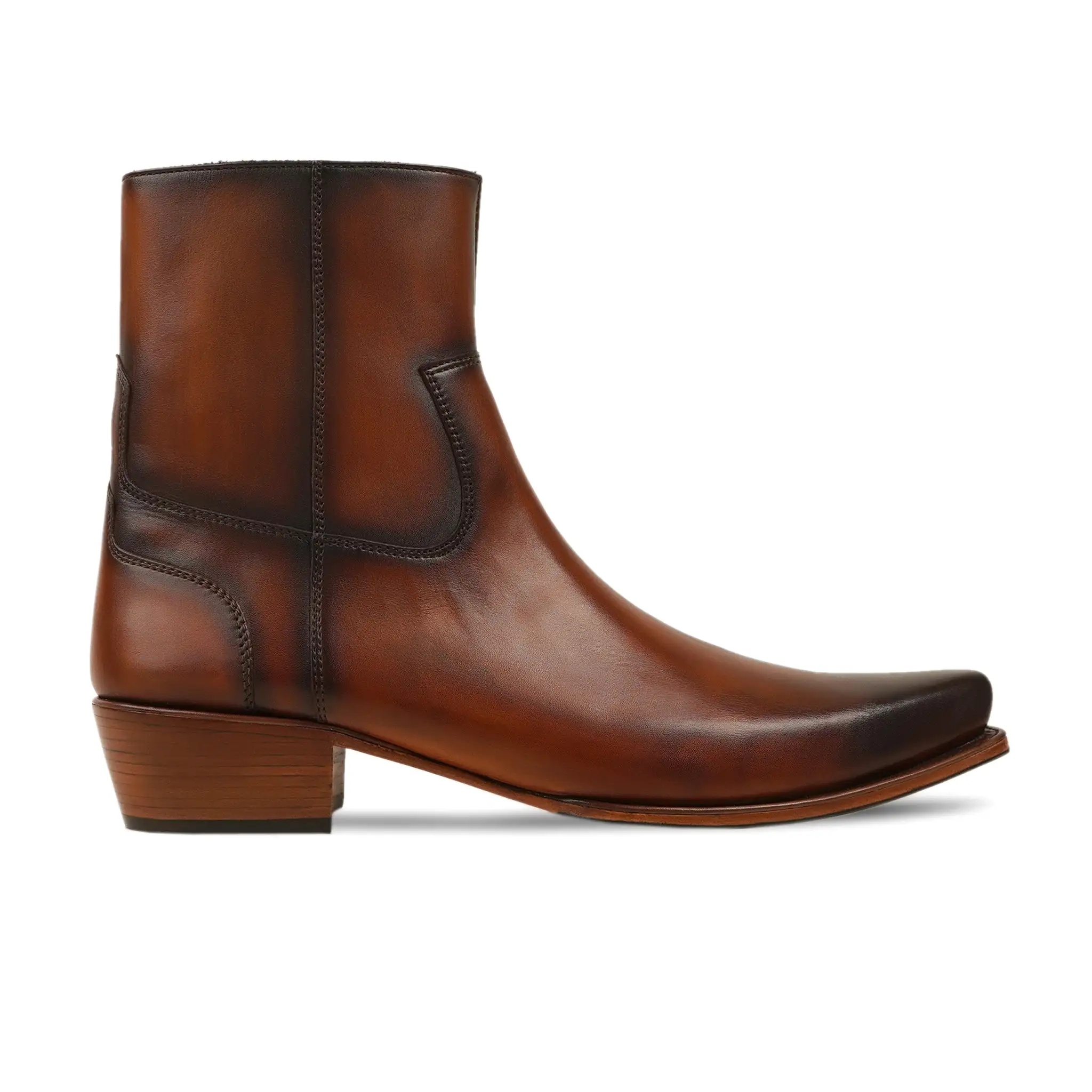 Rogas - Men's Burnish Brown Patina Calf Leather Chelsea Boot