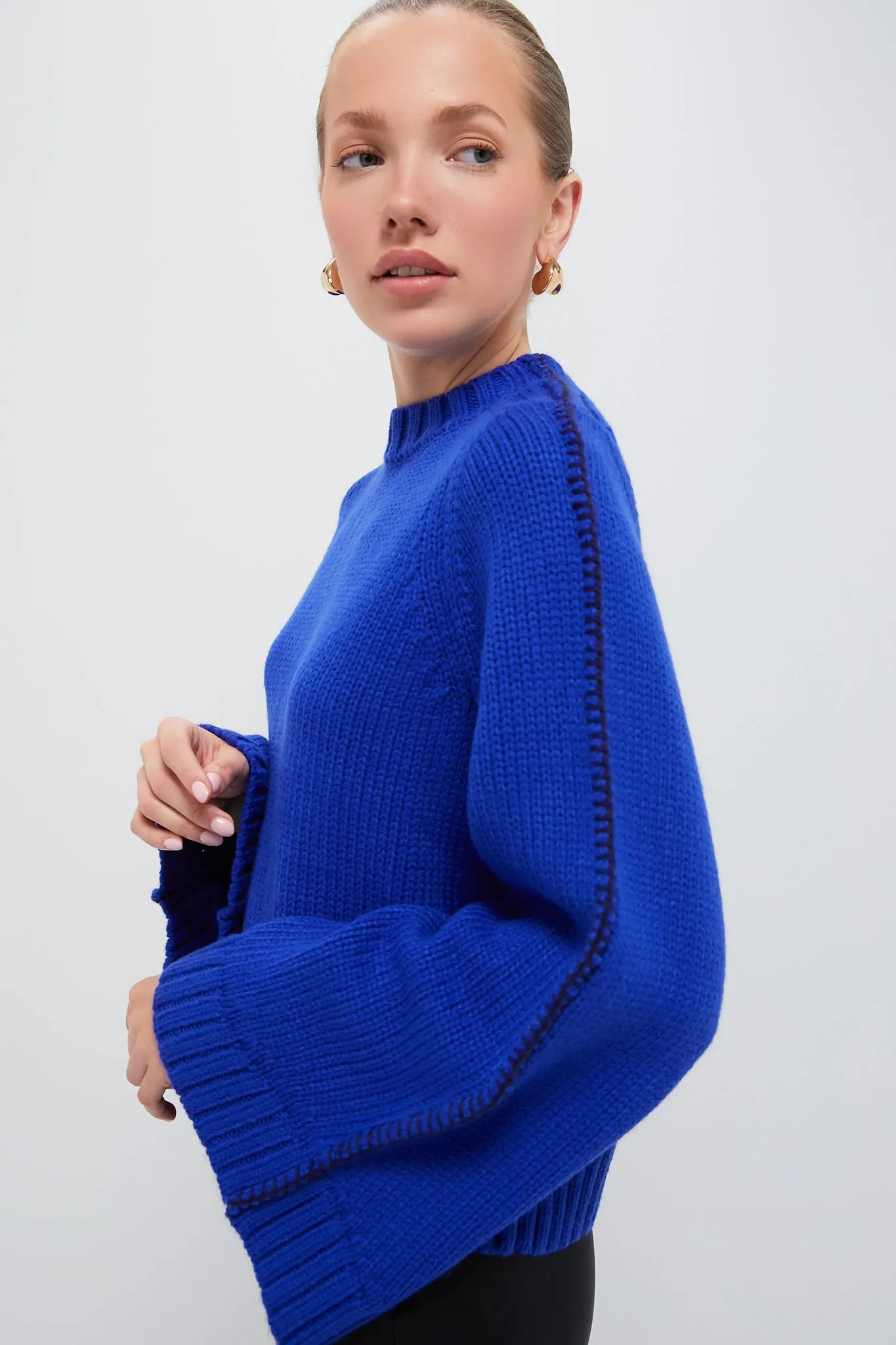 Sapphire Bell-Sleeve Butler Sweater