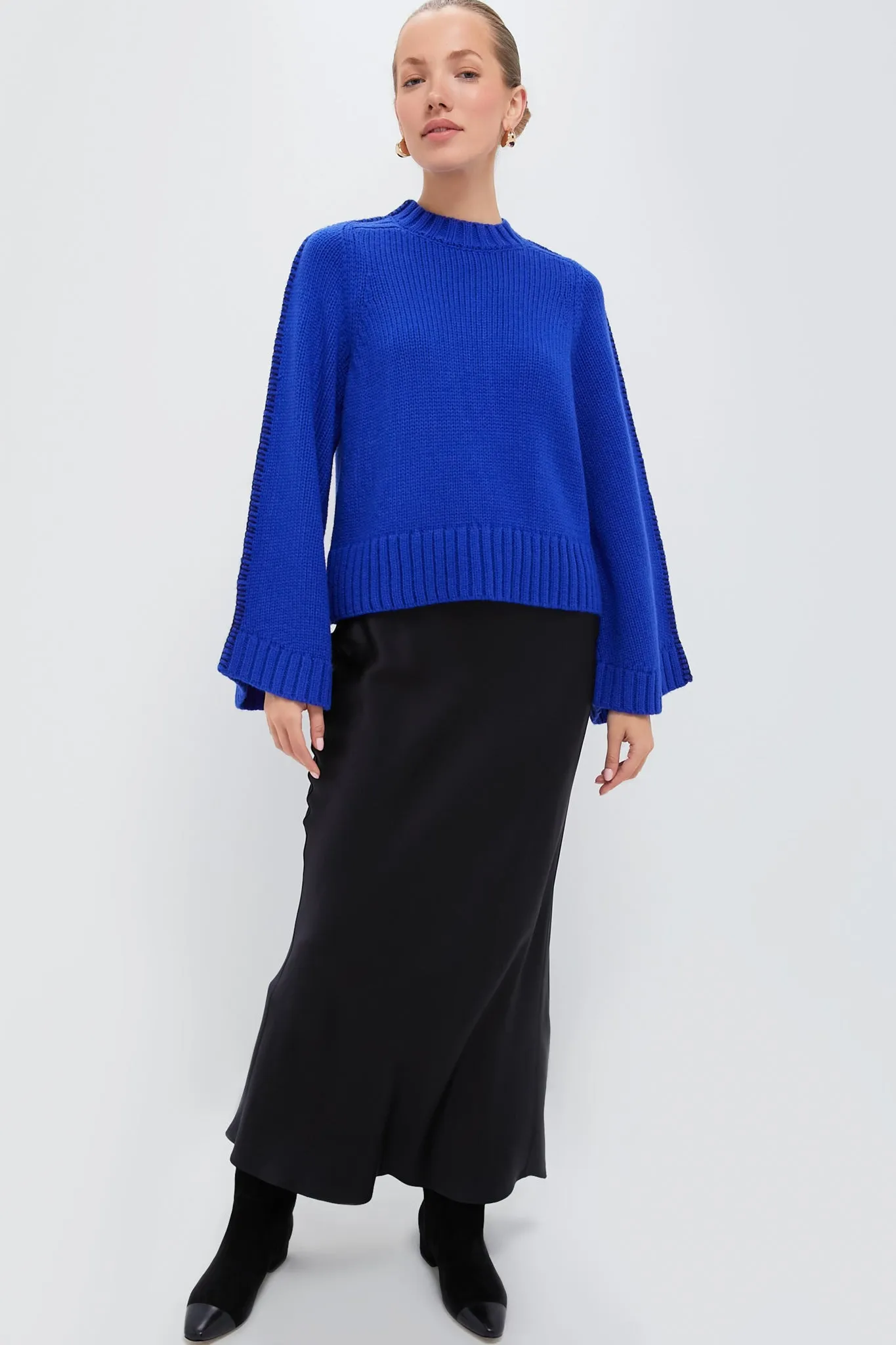 Sapphire Bell-Sleeve Butler Sweater