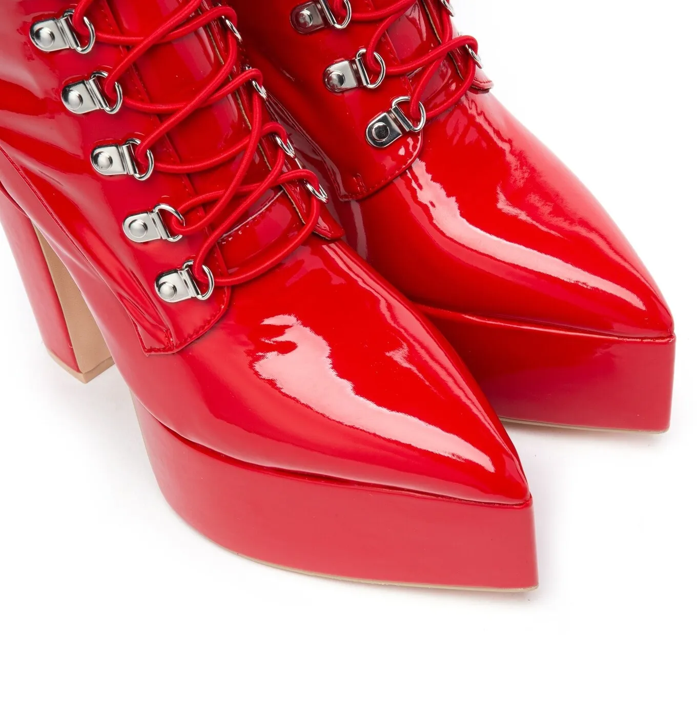 SECRETZ | RED SHINY | LACED THIGH BOOTS 