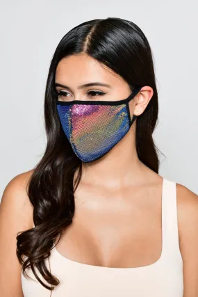 Sequin Face Mask - Dark Iridescent