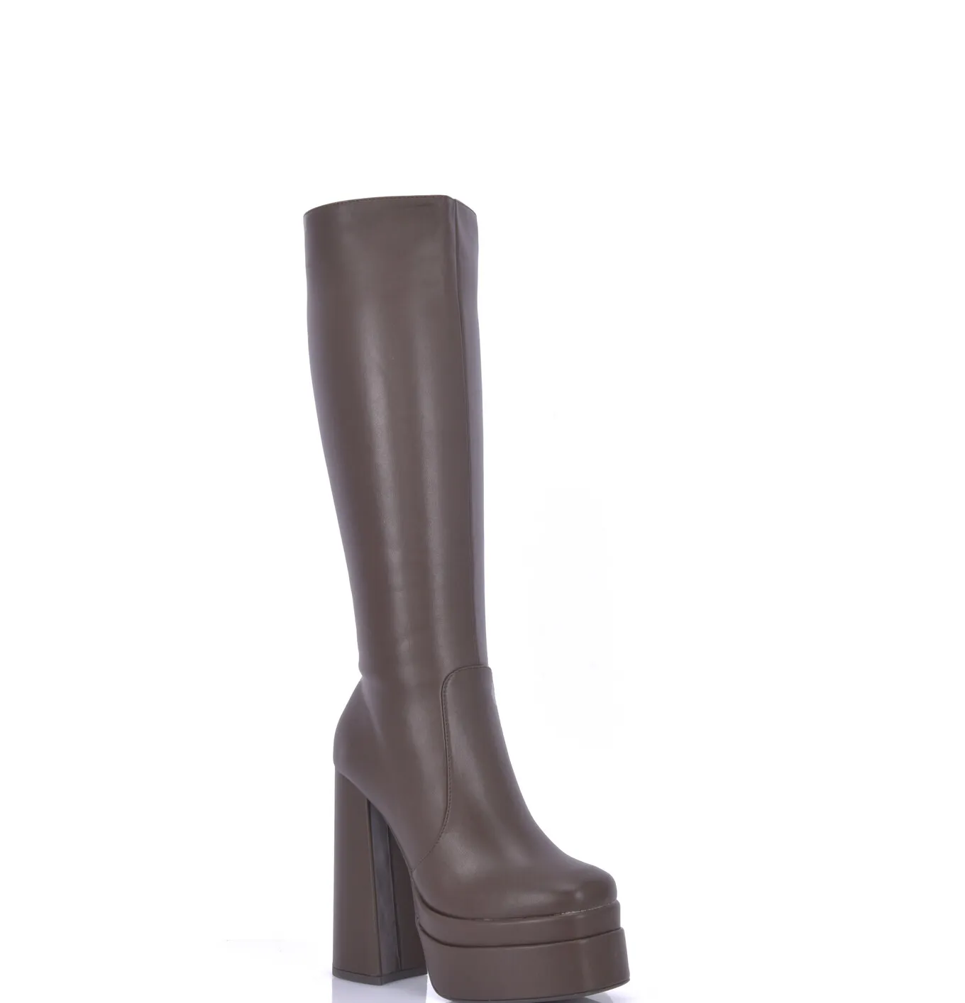 Severine platform chunky heel knee boots - brown