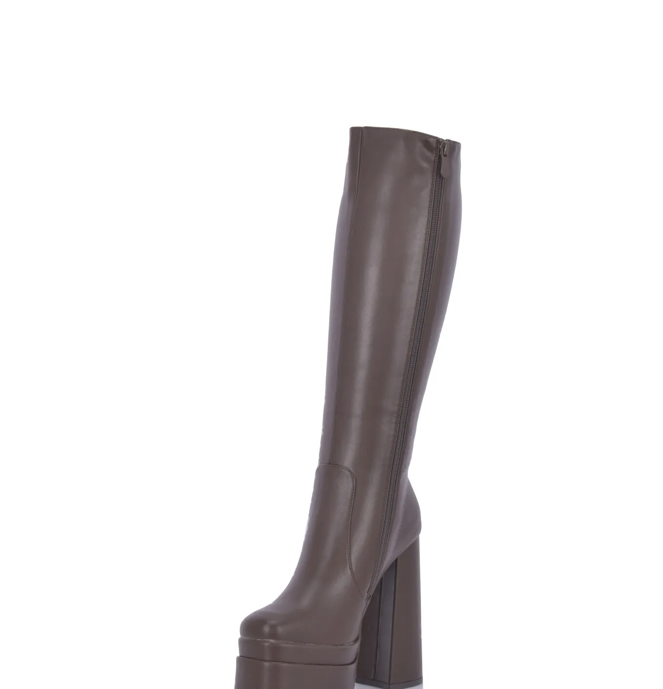 Severine platform chunky heel knee boots - brown