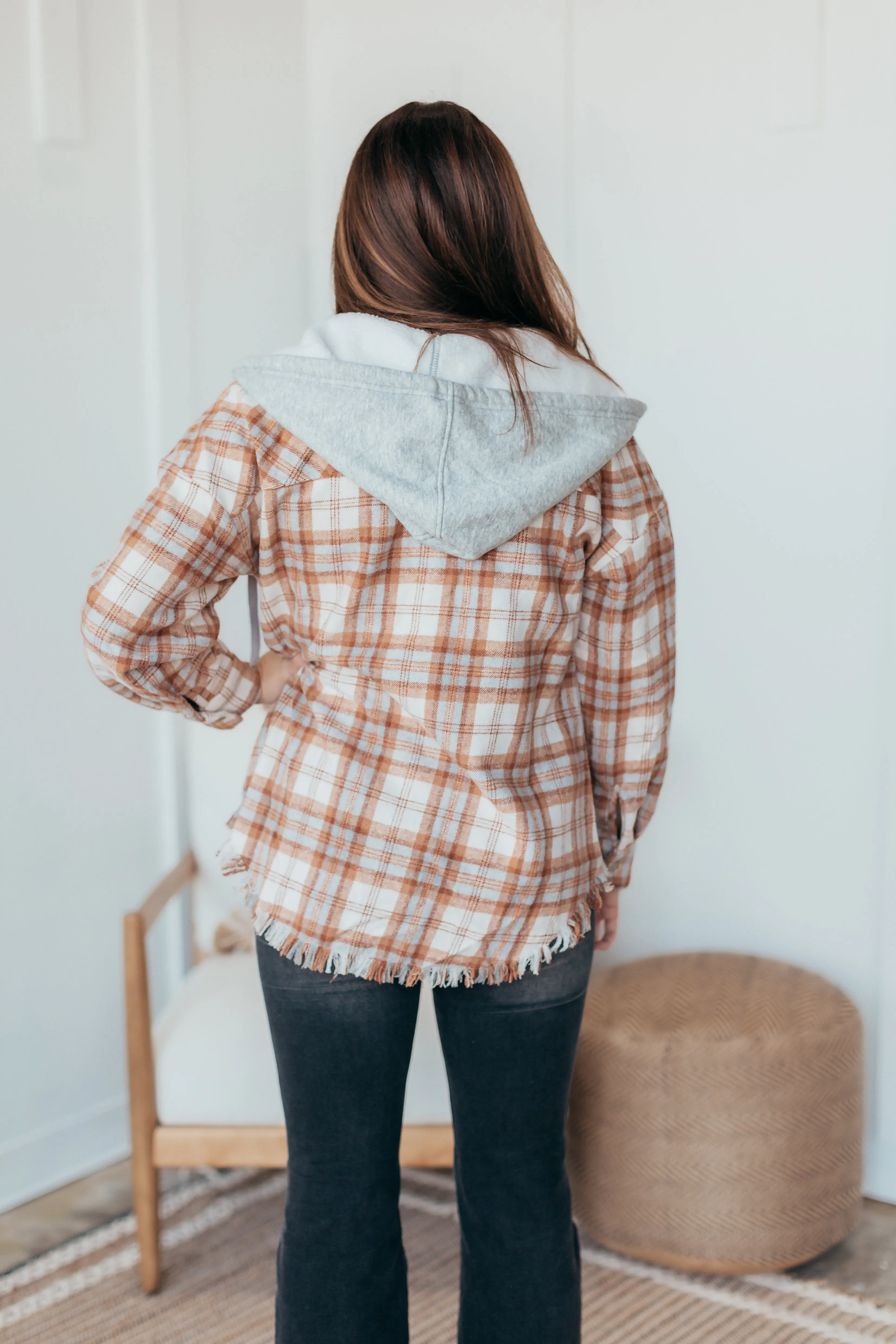 Sierra Frayed Hem Hooded Flannel