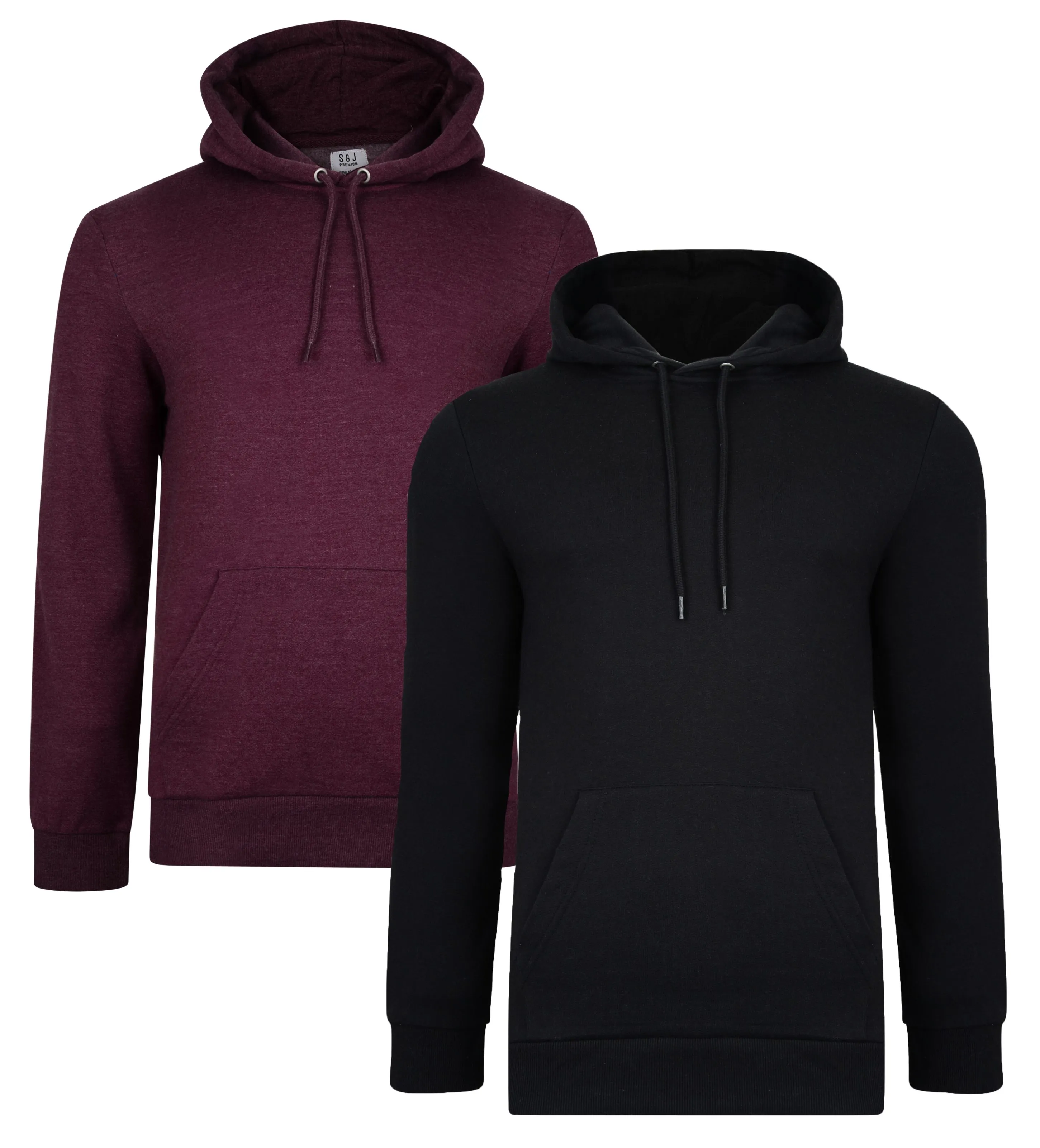 Smith & Jones Overhead Rooski Hoodie 2 Pack Black/Wine Marl