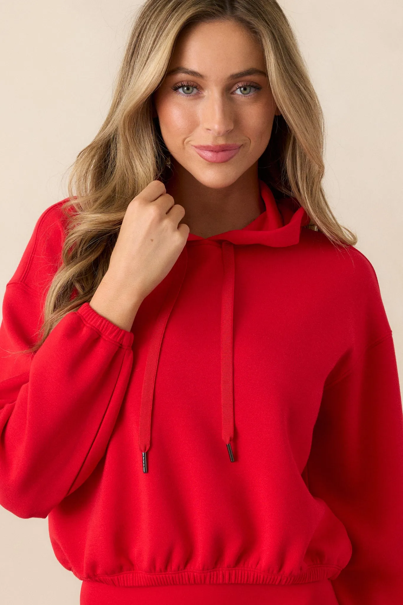 SPANX AirEssentials Red Cinched Cropped Hoodie