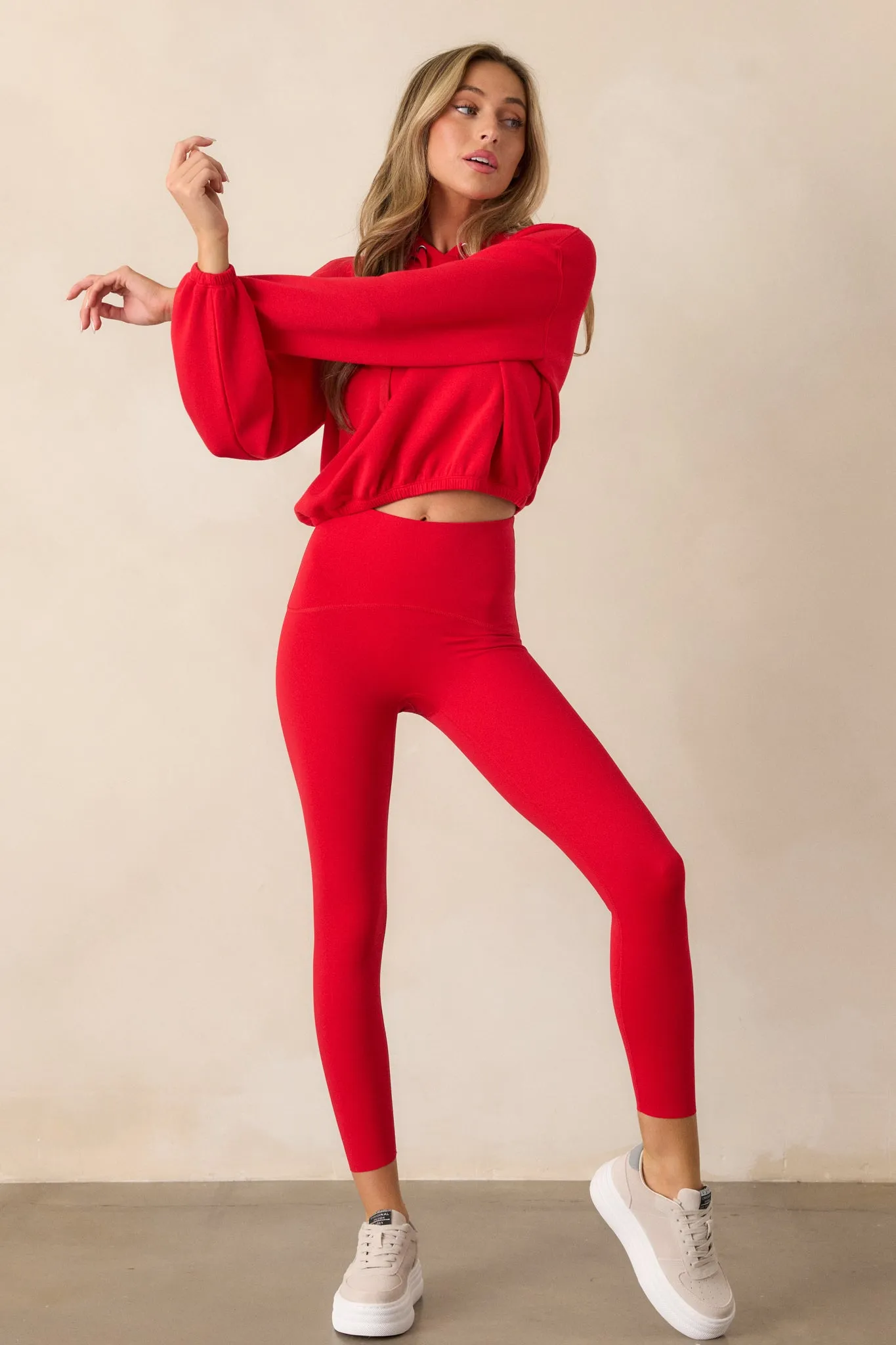 SPANX AirEssentials Red Cinched Cropped Hoodie