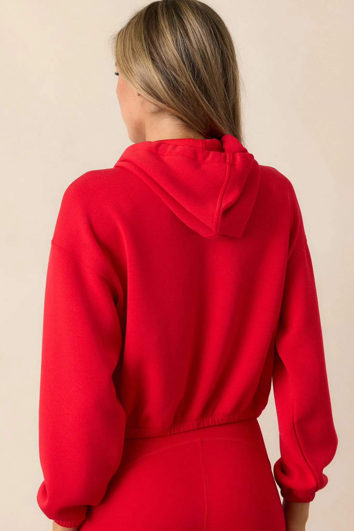 SPANX AirEssentials Red Cinched Cropped Hoodie