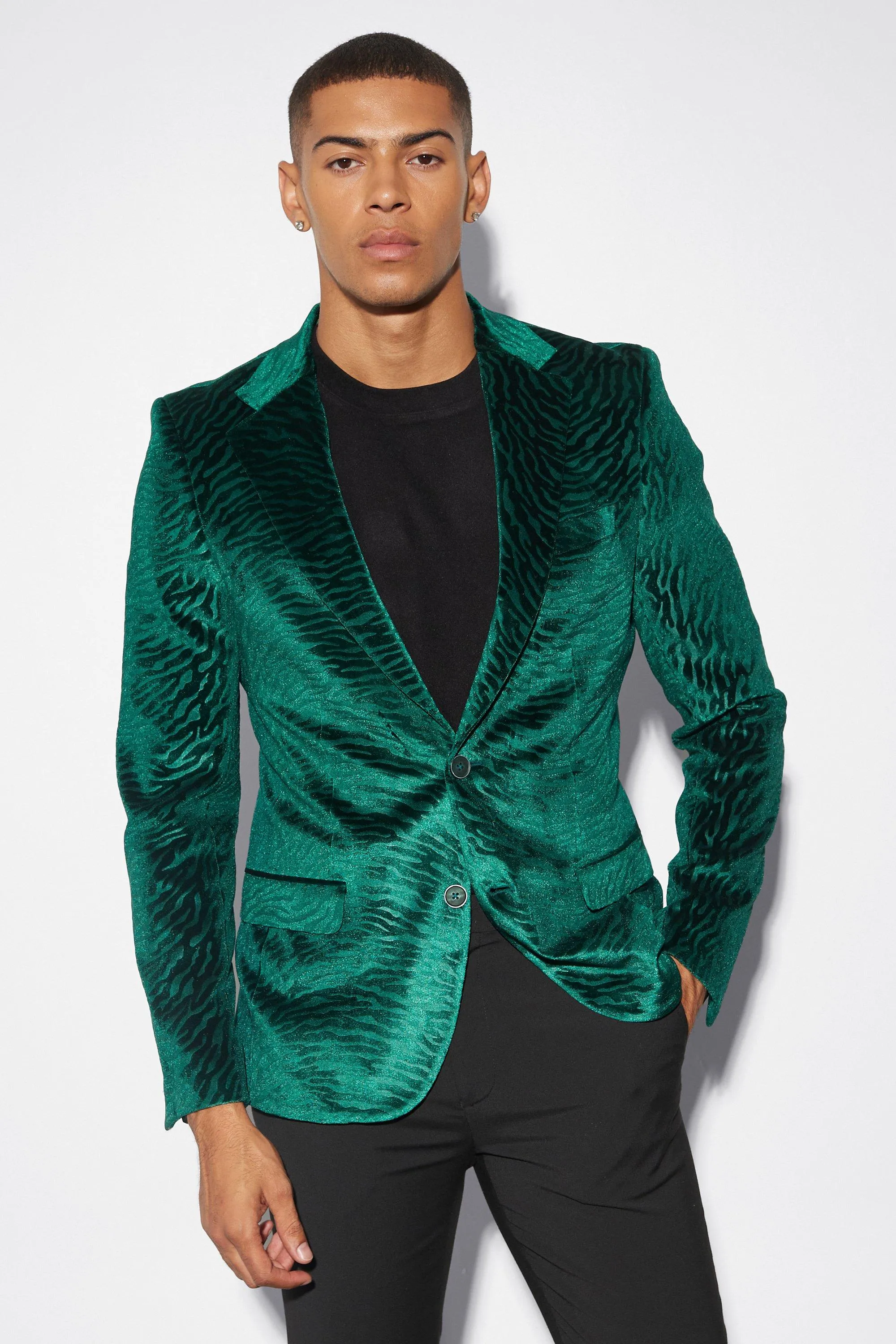 Super Skinny Velour Zebra Blazer