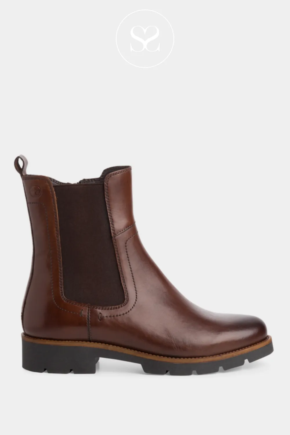 TAMARIS 1-25015-43 BROWN LEATHER CHELSEA BOOTS