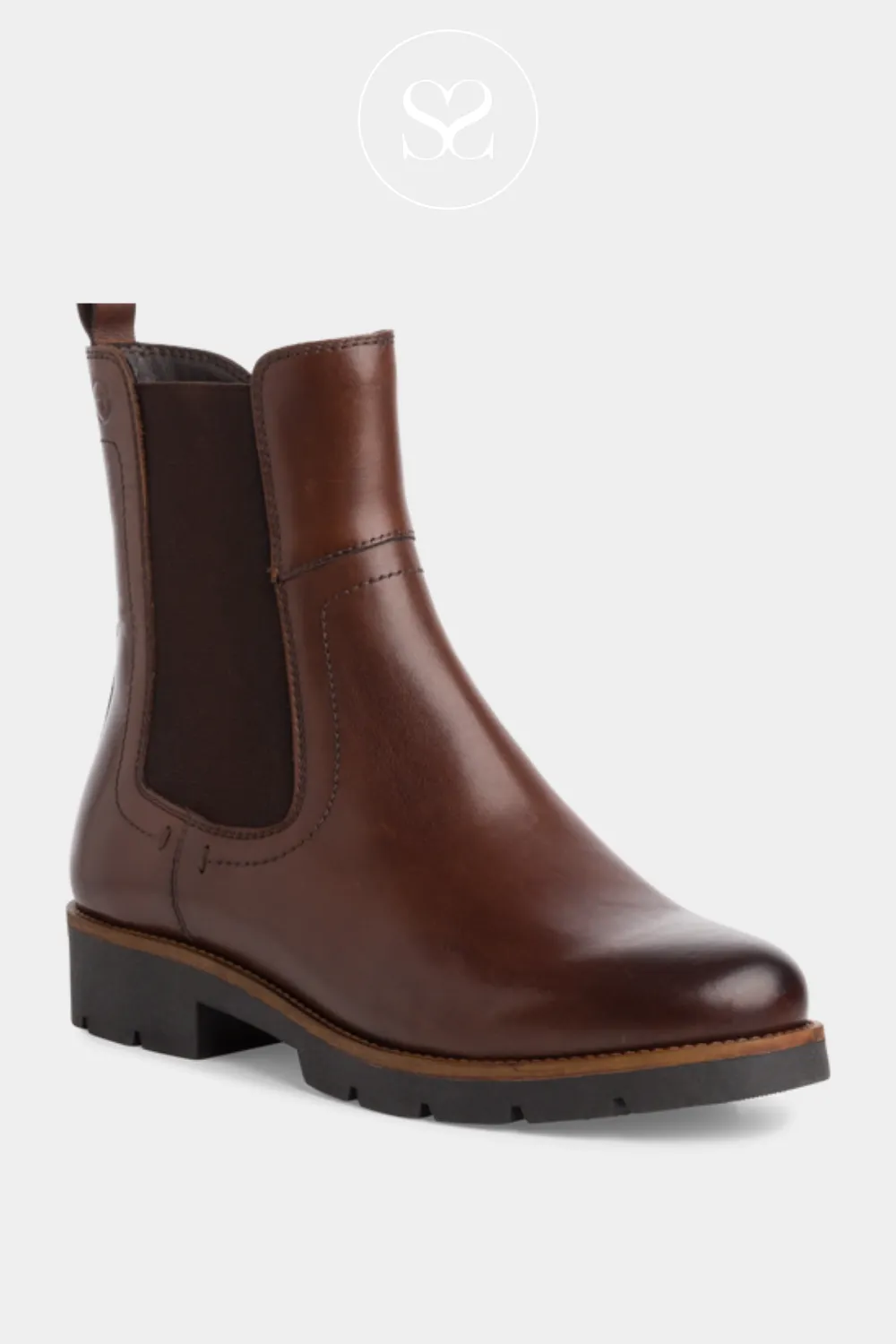 TAMARIS 1-25015-43 BROWN LEATHER CHELSEA BOOTS