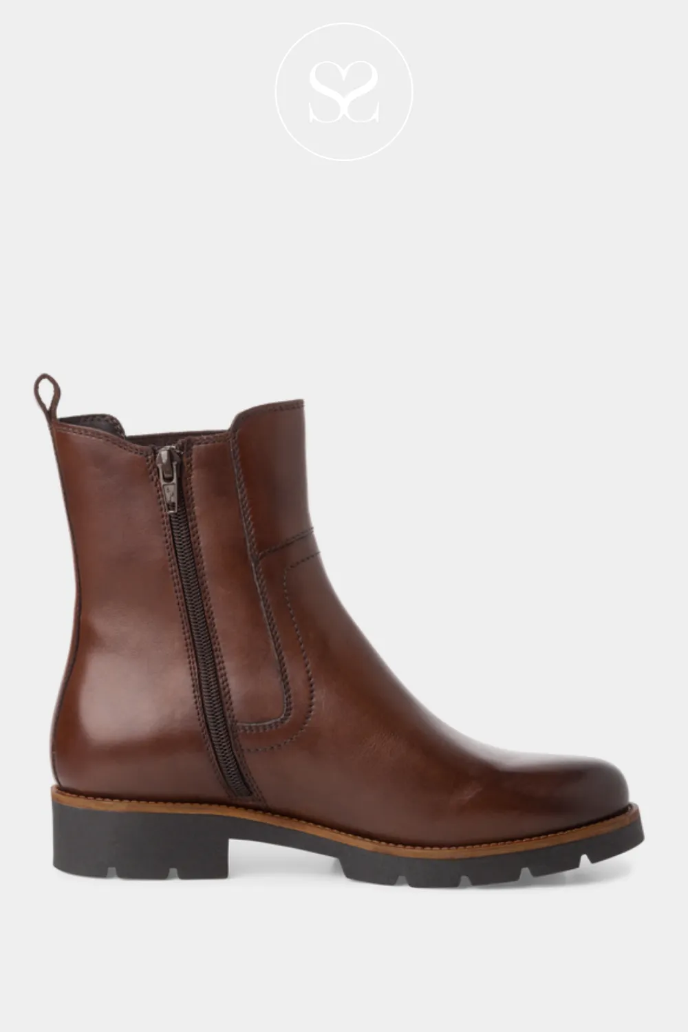 TAMARIS 1-25015-43 BROWN LEATHER CHELSEA BOOTS