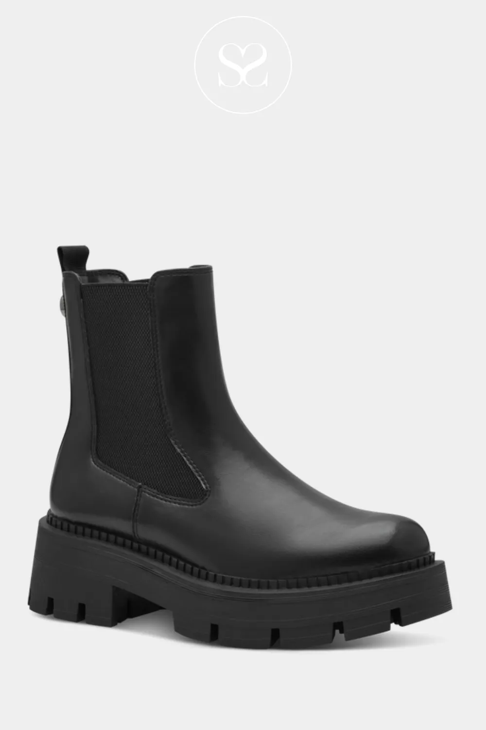 TAMARIS 1-25408-41 BLACK CHUNKY CHELSEA BOOTS