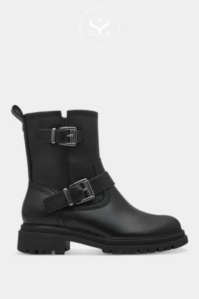 TAMARIS 1-25480-43 BLACK LEATHER BIKER BOOTS