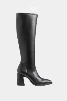 TAMARIS 1-25548-43 BLACK BLOCK HEEL KNEE HIGH BOOTS