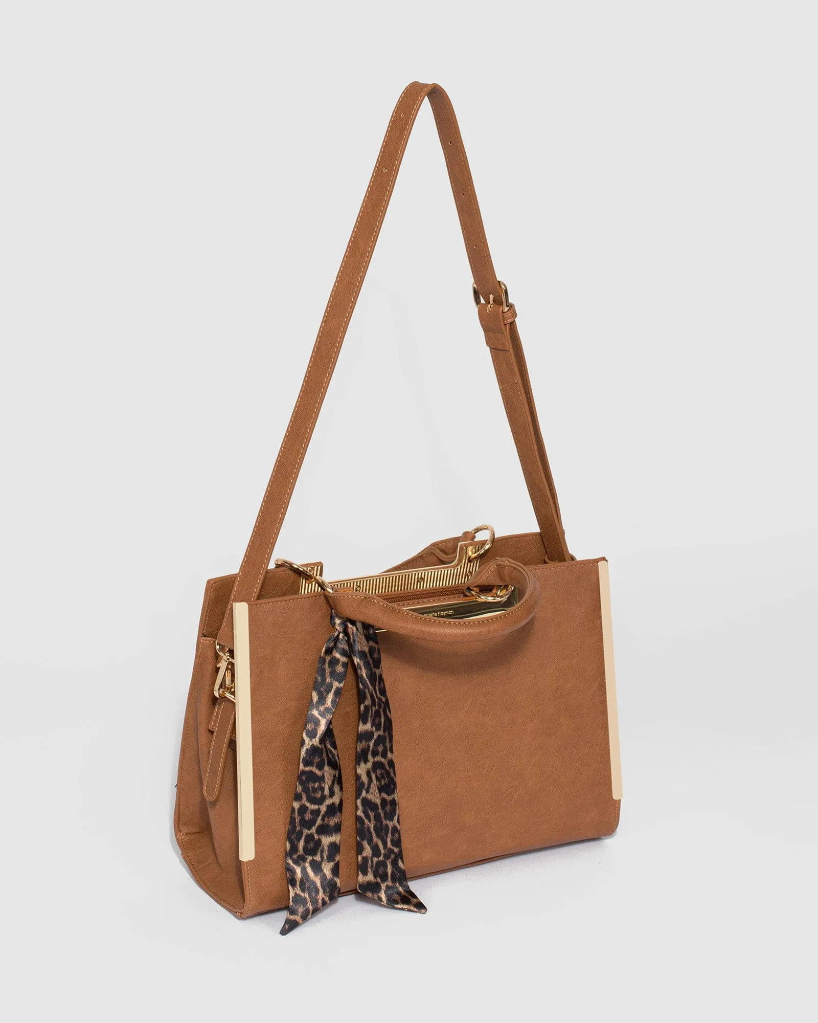 Tan Larissa Scarf Tote Bag