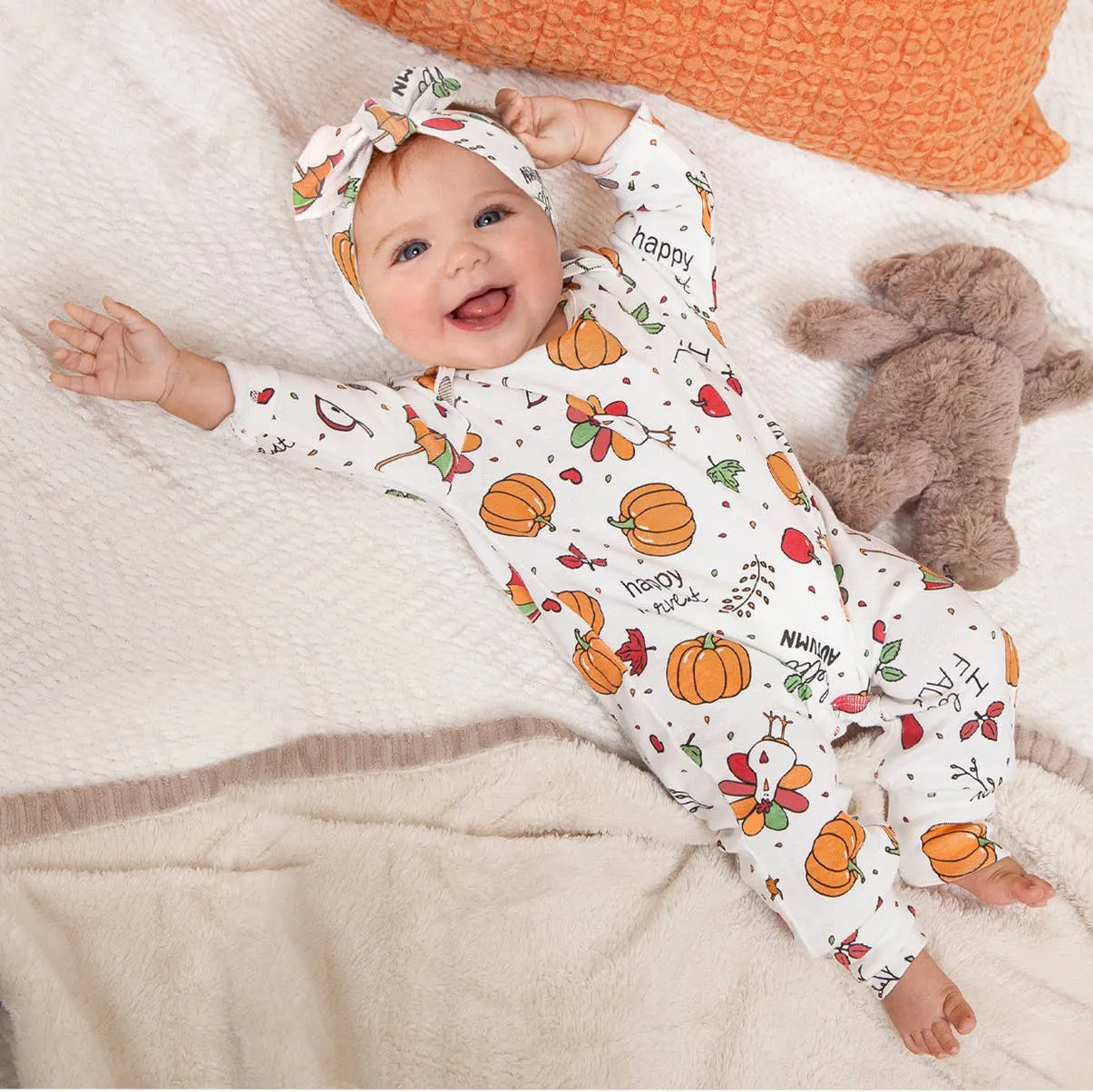 Thanksgiving Happy Harvest Romper from Tesa Babe