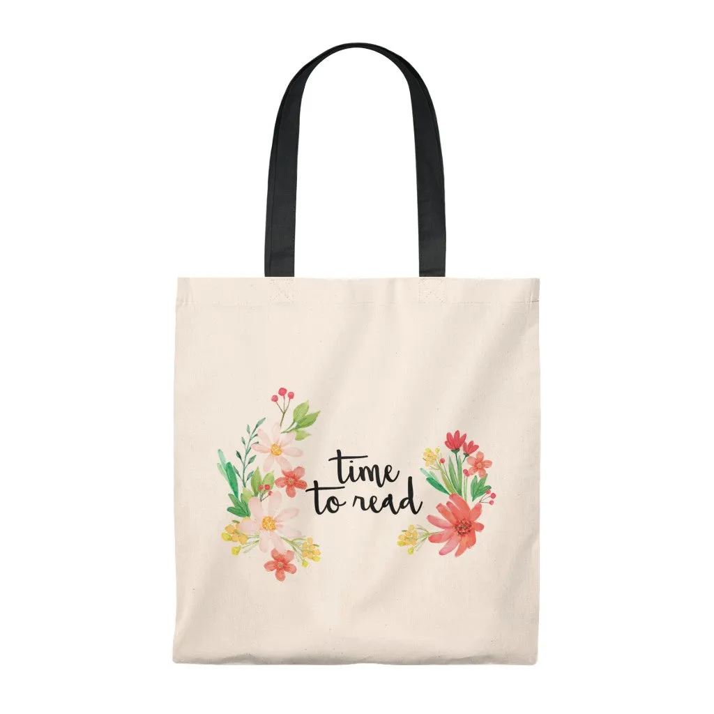 Time To Read Floral Canvas Tote Bag - Vintage style