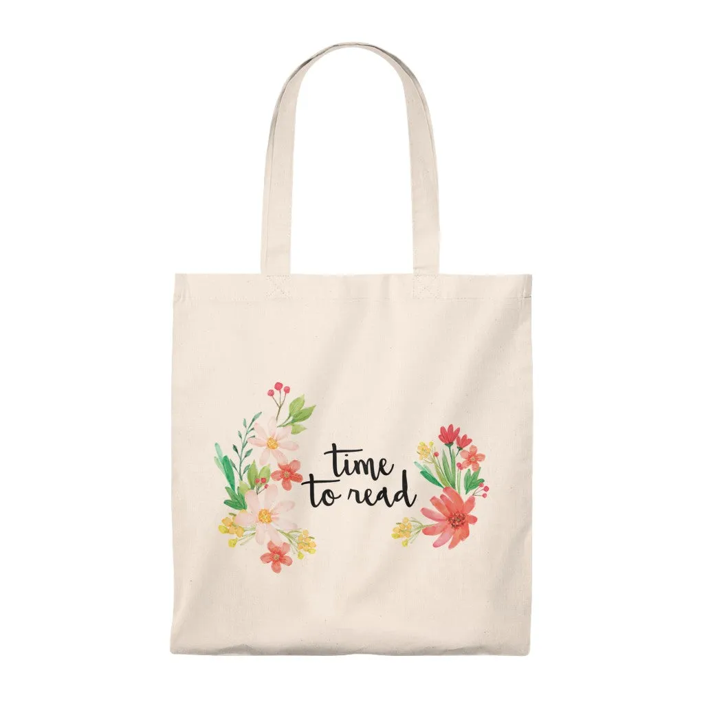 Time To Read Floral Canvas Tote Bag - Vintage style