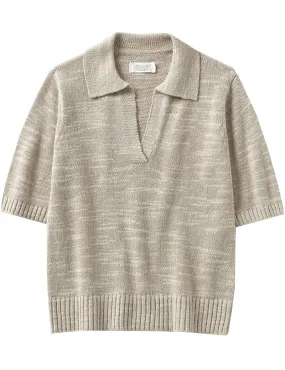 Toast Collared Linen Cotton Slub Sweater Parchment