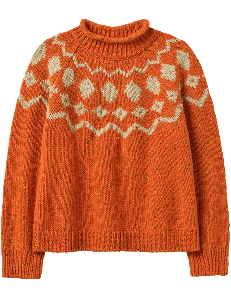 Toast Graphic Yoke Donegal Sweater Persimmon Oat