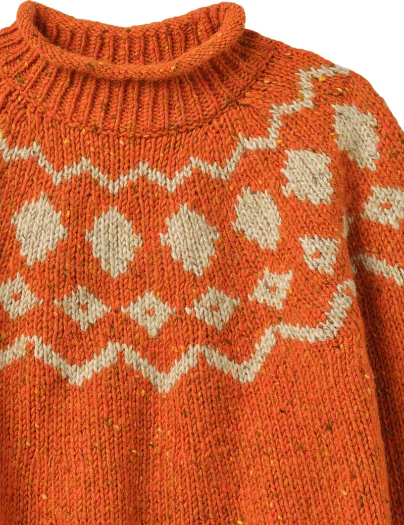 Toast Graphic Yoke Donegal Sweater Persimmon Oat