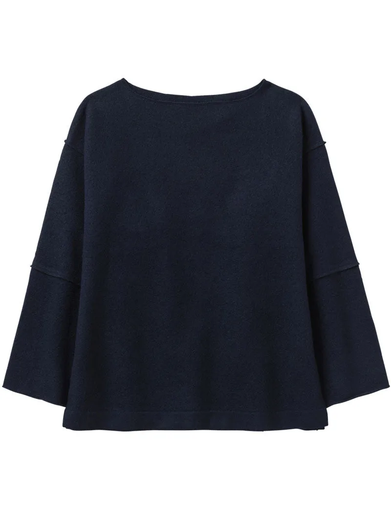 Toast Panelled Boiled Wool Sweater Navy