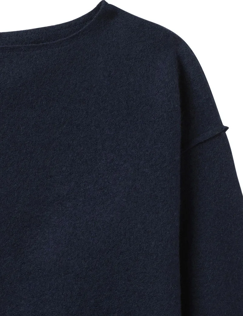 Toast Panelled Boiled Wool Sweater Navy