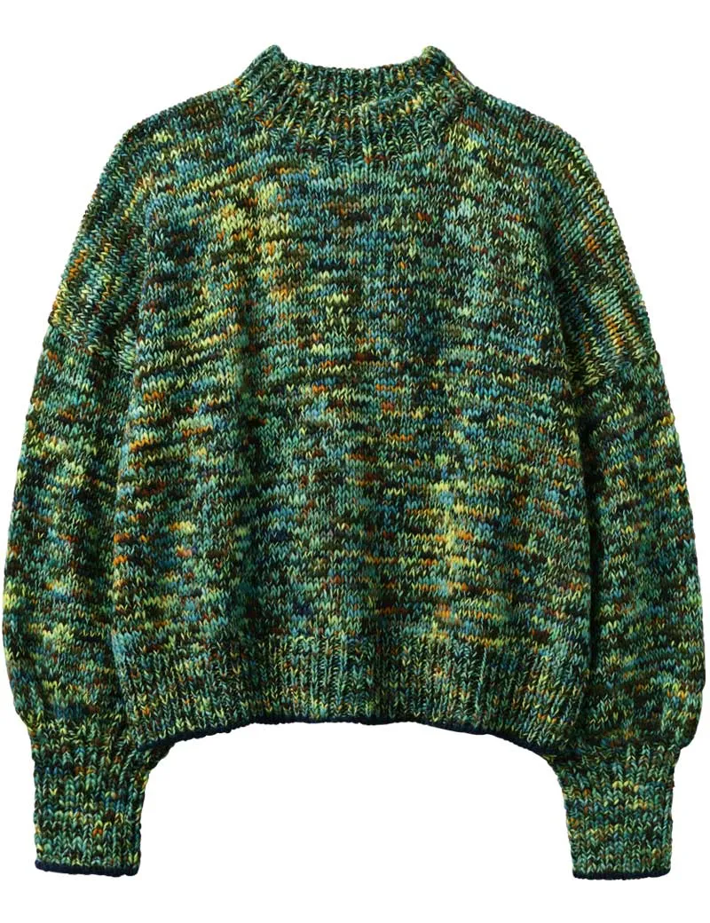 Toast Space Dyed Hand Loomed Sweater Green Multi