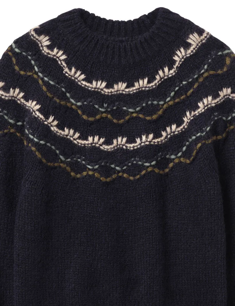 Toast Stitch Yoke Lofty Sweater Navy Multi