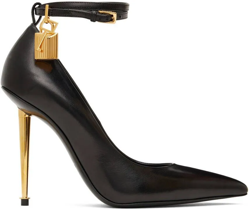 TOM FORD Black Goatskin Padlock 105 Heels