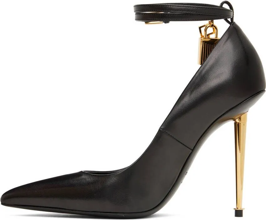 TOM FORD Black Goatskin Padlock 105 Heels