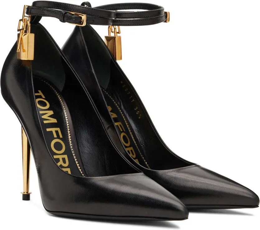 TOM FORD Black Goatskin Padlock 105 Heels